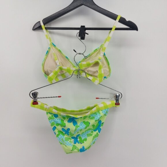 Lilly Pulitzer Floral and check Size 6 Green Blue Bikini - Picture 4 of 4